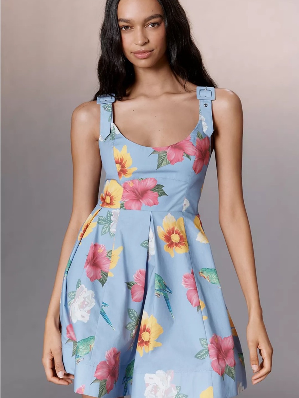 Maeve Light Blue Floral Mini Dress